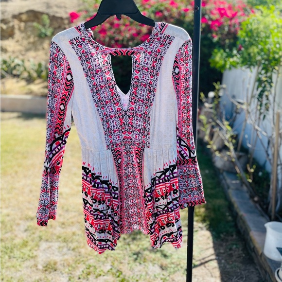 Free people Tegan border print Mini Dress Size 2 - Picture 2 of 6